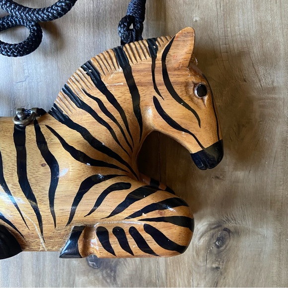 Timmy Woods Beverly Hills zebra wood novelty bag - Picture 2 of 7
